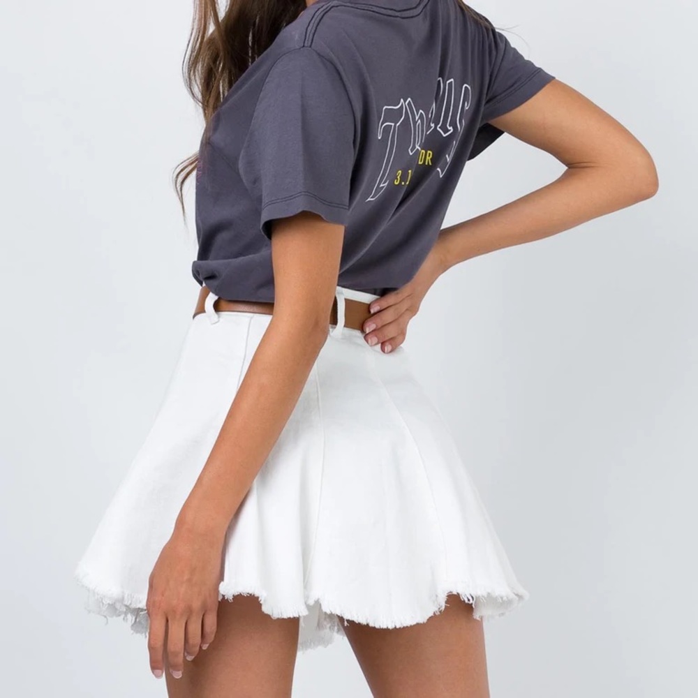Princess Polly Jaz Denim Mini Skirt White - Picture 2 of 5